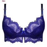 ست شورت و سوتین زنانه چانبی شو مدل فنردار گیپوری بند متحرک کد 4798 رنگ آبی