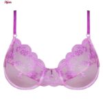 ست شورت و سوتین زنانه فیتن فرخ زادی مدل فنردار گیپور طرح دار کد 4952-6 رنگ یاسی