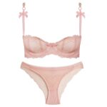 ست شورت و سوتین زنانه چانبی شو مدل فنردار گیپوری کد 4798 رنگ گلبهی