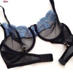 ست شورت و سوتین زنانه فیتن فرخ زادی مدل فنردار گیپور کد 4952-3 رنگ مشکی