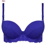 ست شورت و سوتین زنانه پانیذ مدل فنردار بند متحرک کاپ اسفنجی کد 4957 رنگ آبی کاربنی