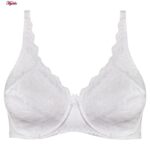 سوتین زنانه پانیذ مدل فنردار گیپور گلدار کد 66364-new رنگ سفید