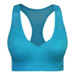 نیم تنه ورزشی زنانه جیر مدل پشت قهرمانی پددار کد 4976 رنگ آبی روشن