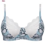 ست شورت و سوتین زنانه پانیذ مدل فنردار گل رز کد 9036-9 رنگ آبی