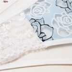 ست شورت و سوتین زنانه پانیذ مدل فنردار گل رز کد 9036-9 رنگ آبی