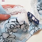 ست شورت و سوتین زنانه پانیذ مدل فنردار گل رز کد 9036-9 رنگ آبی