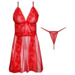 لباس خواب زنانه لاو سکرت مدل گیپوری کد 5025-1098 رنگ قرمز