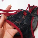 ست شورت و سوتین زنانه پانیذ مدل گیپور گلدار کد 9007 رنگ زرشکی