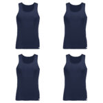 زیرپوش رکابی مردانه برهان تن پوش مدل 7-01 بسته 4 عددی رنگ سرمه ای