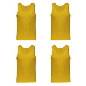 زیرپوش رکابی مردانه برهان تن پوش مدل 16-01 بسته 4 عددی رنگ خردلی