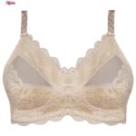 سوتین زنانه ماییلدا مدل گیپور گلدار بدون فنر کد 5036 رنگ کرم