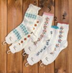 جوراب ساقدار سفید گل دار کد n-1037 - Image 2