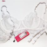 ست شورت و سوتین زنانه برتا مدل فنردار کد 5108-4032-W رنگ سفید به همراه نگهدارنده جوراب