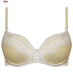 ست شورت و سوتین زنانه برتا مدل شکوفه بهاری فنردار کد 5121-6050-CC رنگ کرم