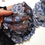 ست شورت و سوتین زنانه برتا مدل فنردار گل آبی کد 5100-2420-BT رنگ مشکی