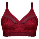 سوتین زنانه ماییلدا مدل دانتل پروانه کش کد 5058 رنگ زرشکی