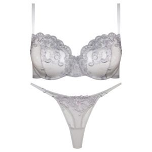 ست شورت و سوتین زنانه برتا مدل فنردار کد 5103-2020-NO رنگ طوسی