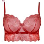 ست شورت و سوتین زنانه برتا مدل فنردار کد 5108-4032-R رنگ قرمز به همراه نگهدارنده جوراب