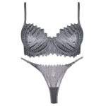 ست شورت و سوتین زنانه برتا مدل فنردار کد 5100-2420-GG رنگ نقره ای