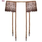 ست شورت و سوتین زنانه برتا مدل فنردار کد 5104-4041-BR رنگ قهوه ای به همراه نگهدارنده جوراب