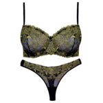 ست شورت و سوتین زنانه برتا مدل فنردار گل کد 5100-2420-BBG رنگ مشکی