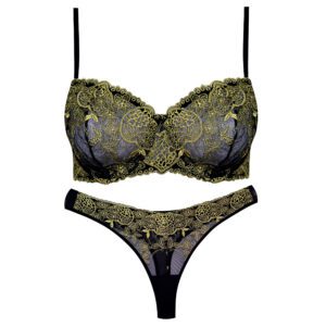 ست شورت و سوتین زنانه برتا مدل فنردار گل کد 5100-2420-BBG رنگ مشکی