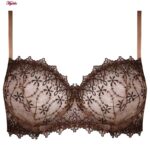 ست شورت و سوتین زنانه برتا مدل فنردار کد 5104-4041-BR رنگ قهوه ای به همراه نگهدارنده جوراب