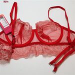 ست شورت و سوتین زنانه برتا مدل فنردار کد 5108-4032-R رنگ قرمز به همراه نگهدارنده جوراب