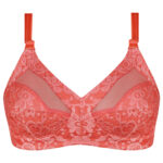 سوتین زنانه ماییلدا مدل بدون فنر گیپور گلدار کد 5055 رنگ گلبهی