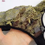 ست شورت و سوتین زنانه برتا مدل فنردار گل کد 5100-2420-BBG رنگ مشکی