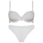 ست شورت و سوتین زنانه پدلی مدل فنردار کد 5124-P163 رنگ سفید