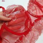 ست شورت و سوتین زنانه برتا مدل فنردار کد 5108-4032-R رنگ قرمز به همراه نگهدارنده جوراب