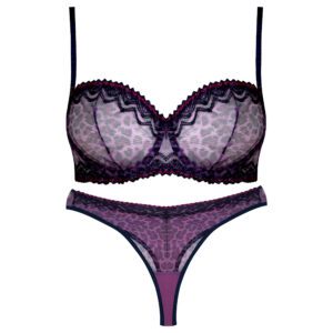 ست شورت و سوتین زنانه برتا مدل فنردار پلنگی کد 5100-2420-BP رنگ بنفش