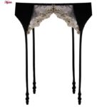 ست شورت و سوتین زنانه برتا مدل فنردار کد 5106-4010-B رنگ مشکی به همراه نگهدارنده جوراب