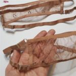 ست شورت و سوتین زنانه برتا مدل فنردار کد 5104-4041-BR رنگ قهوه ای به همراه نگهدارنده جوراب