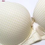 ست شورت و سوتین زنانه پدلی مدل بند متحرک فنردار کد 5131-P130 رنگ کرم چهارخانه