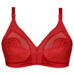 سوتین زنانه ماییلدا مدل بدون فنر گیپور گلدار کد 5056 رنگ قرمز