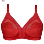 سوتین زنانه ماییلدا مدل بدون فنر گیپور گلدار کد 5056 رنگ قرمز