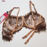 ست شورت و سوتین زنانه برتا مدل فنردار کد 5104-4041-BR رنگ قهوه ای به همراه نگهدارنده جوراب