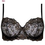 ست شورت و سوتین زنانه برتا مدل فنردار گل کد 5100-2420-TB رنگ مشکی