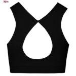 ست نیم تنه و شلوارک ورزشی زنانه ماییلدا مدل سیملس پشت چین دار پددار کد 5172 رنگ مشکی