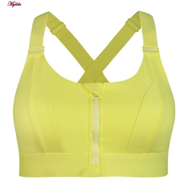 نیم تنه ورزشی زنانه ماییلدا مدل جلو زیپدار پد ثابت کد 5018 رنگ زرد