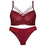 ست شورت و سوتین زنانه ماییلدا مدل فنردار هارنس کد 5165 رنگ زرشکی