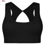 ست نیم تنه و شلوارک ورزشی زنانه ماییلدا مدل سیملس پشت چین دار پددار کد 5172 رنگ مشکی