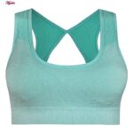 ست نیم تنه و شلوارک ورزشی زنانه ماییلدا مدل سیملس پشت چین دار پددار کد 5172 رنگ سبزآبی