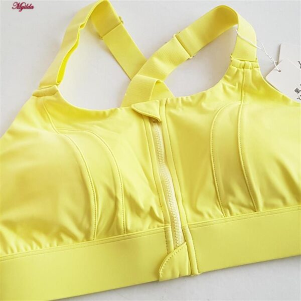 نیم تنه ورزشی زنانه ماییلدا مدل جلو زیپدار پد ثابت کد 5018 رنگ زرد