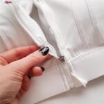 نیم تنه ورزشی زنانه ماییلدا مدل جلو زیپدار پد ثابت کد 5018 رنگ سفید