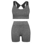 ست نیم تنه و شلوارک ورزشی زنانه ماییلدا مدل سیملس پشت چین دار پددار کد 5172 رنگ طوسی