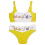 ست شورت و نیم تنه دخترانه ماییلدا مدل پددار خرگوش و جوجه کد 5164-5 رنگ زرد