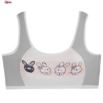 ست شورت و نیم تنه دخترانه ماییلدا مدل پددار خرگوش خندان کد 5164-7 رنگ طوسی